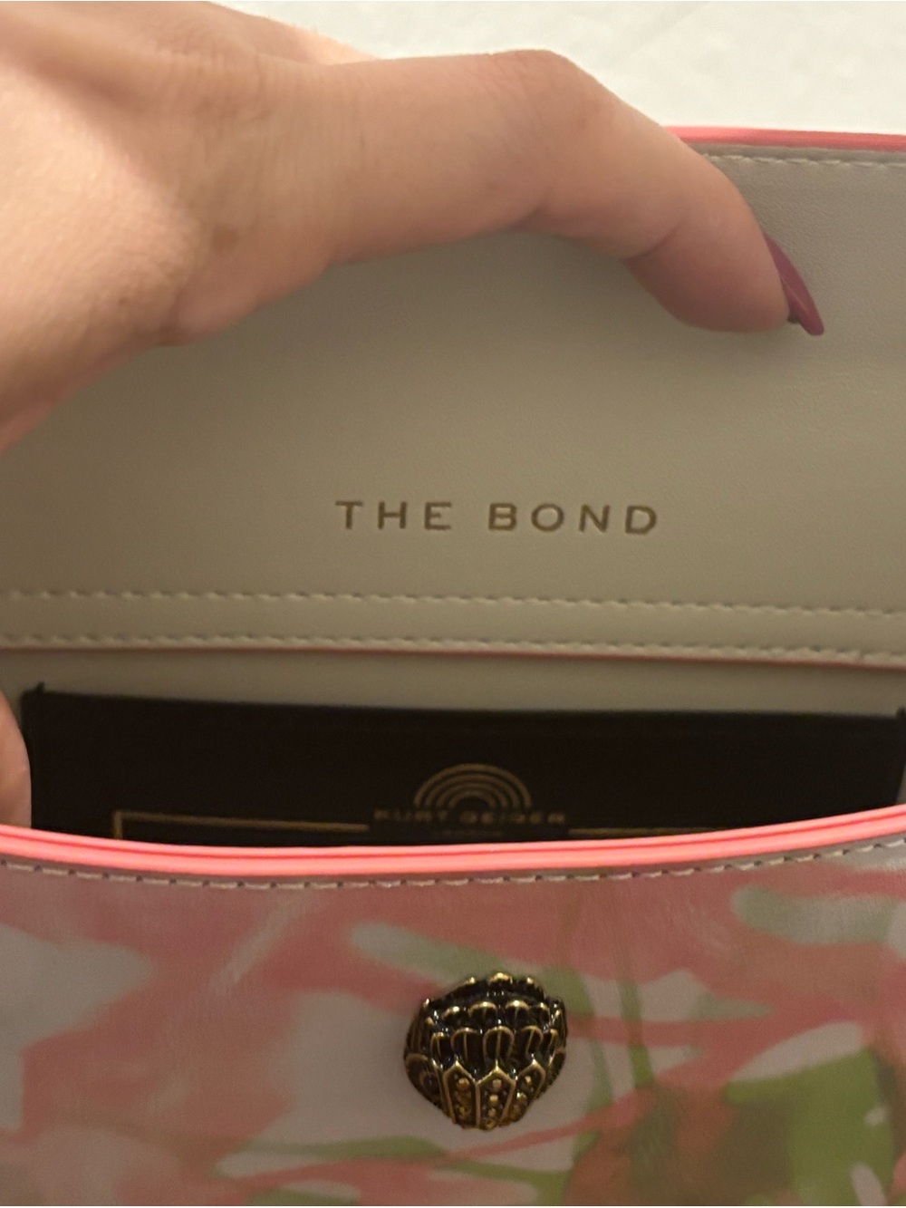 Kurt Geiger Pastel Pink & Green Floral Leather Shoulder Bag w/ additional strap - Picture 10 of 10